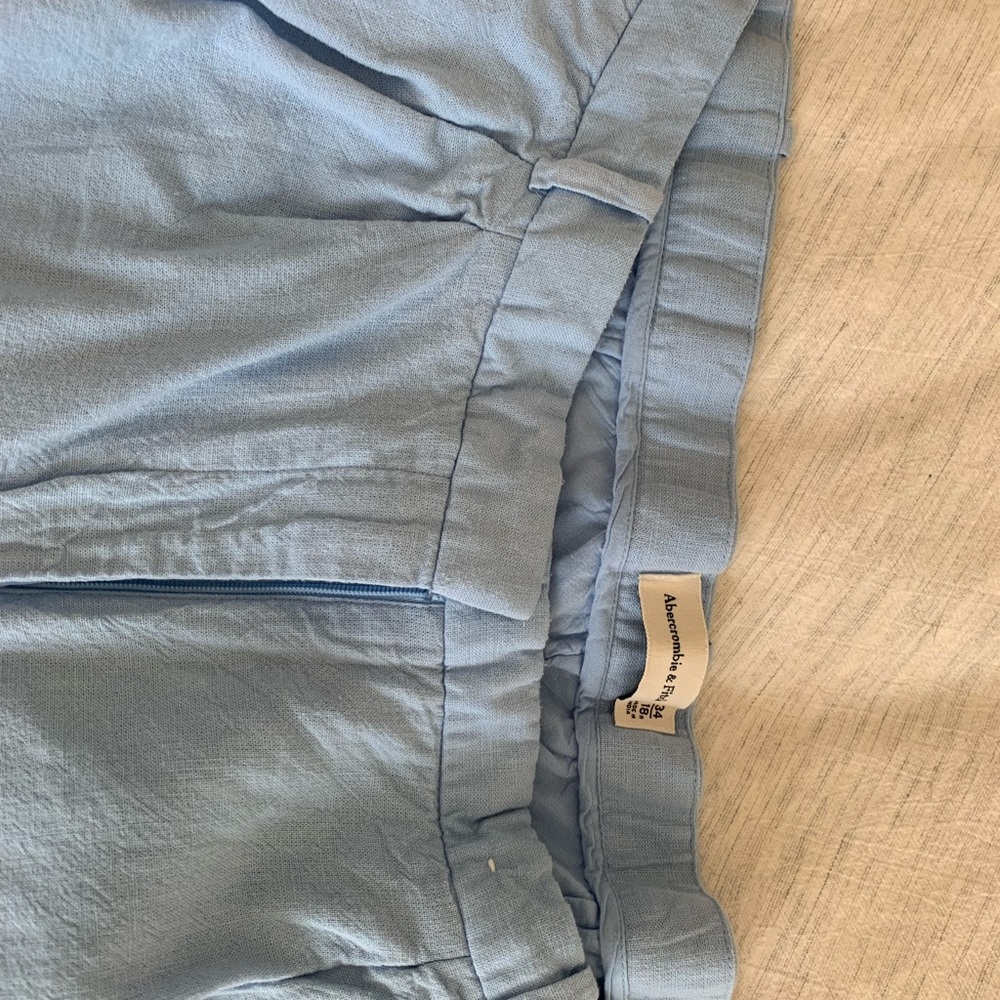 Abercrombie & Fitch Sloane Low Rise Tailored Linen Blend Wide Leg Trouser Pants - Picture 9 of 10